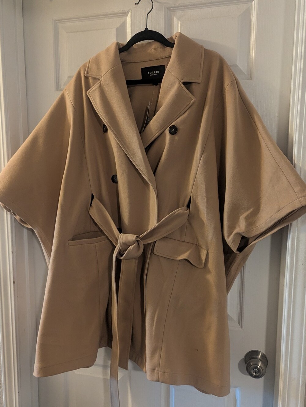 torrid Tan Belted Cape Peacoat